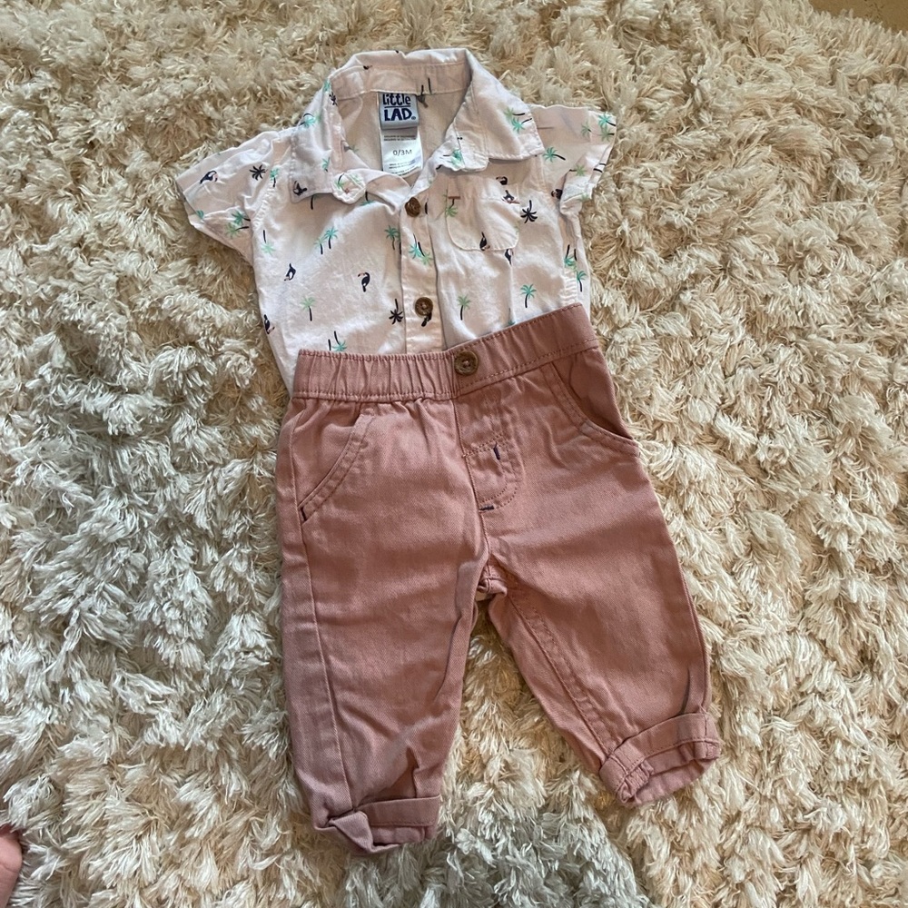 Tropical Collared Jean Set